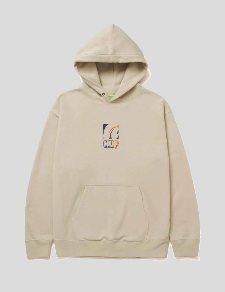 Suadera HUF h-dog ricamato p / o hoodie sabbia